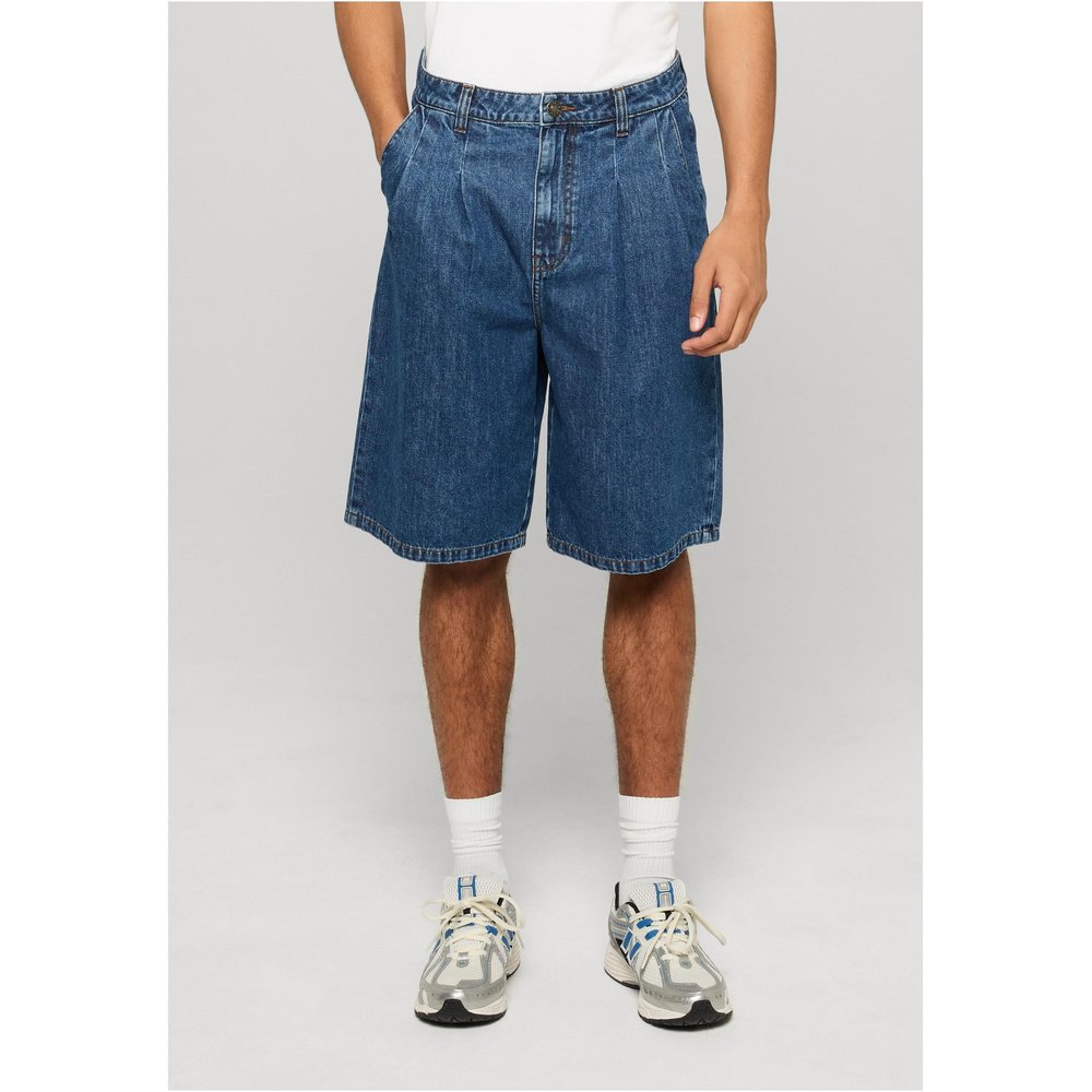 Urban Classics - Pleated Denim Pantalon court - Bleu
